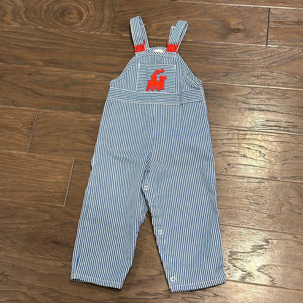 Sears vintage toddler stripe train overalls